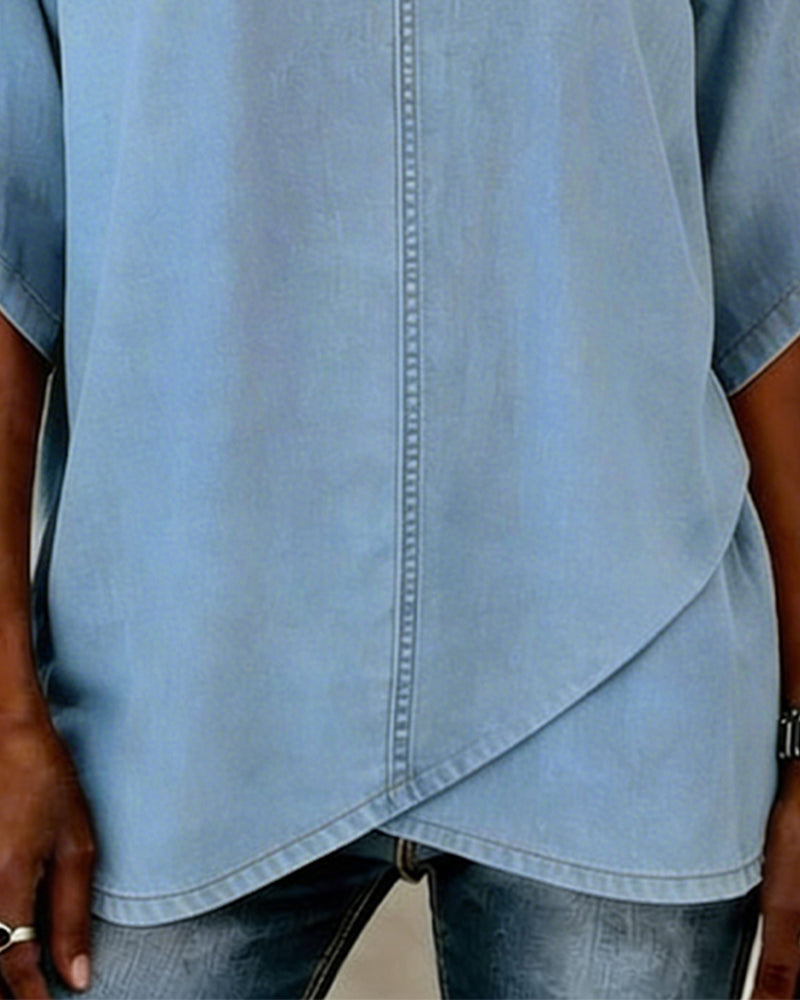 Top V-Udskæring Afslappet Denim