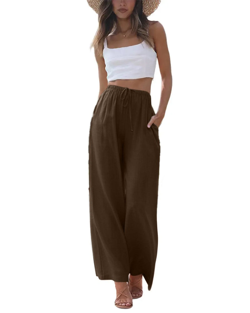 Bukser Loose Fit Afslappet Snøre Bredt Ben