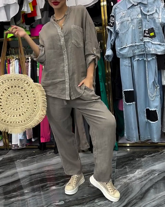 Jakkesæt Ståkrave Lomme Afslappet