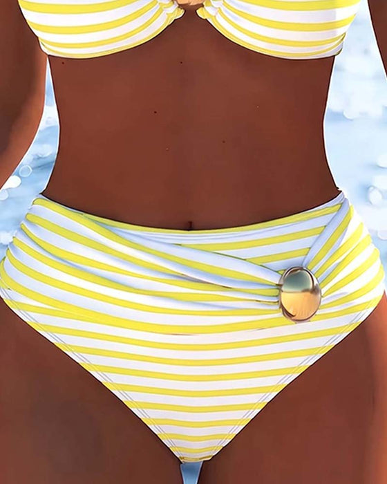Bikini Spaghettistropper Stribet Plastikknap