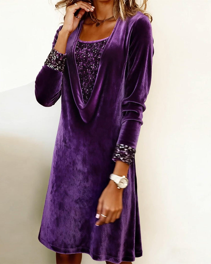 Kjole Elegant Paliet Patchwork