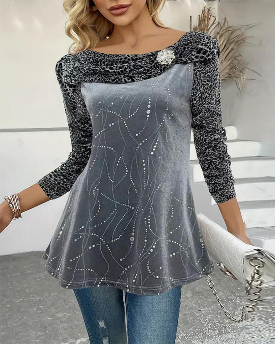 Langærmet Top Med Leopardprint