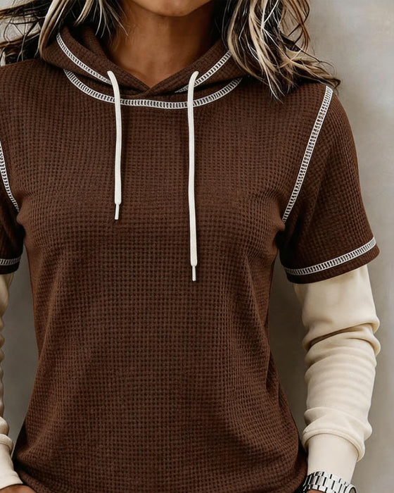 Hoodie Vaffel Farveblok 2 I 1