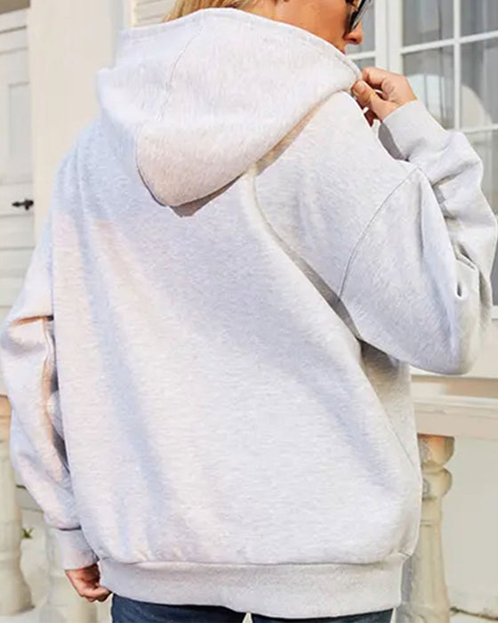 Hoodie Med Hætte Afslappet Pullover