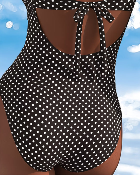One-Piece Prikket Slips Mesh Patchwork