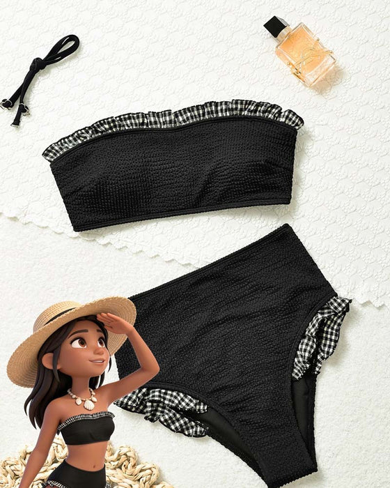Bikini ternet Ruffle Stropløs