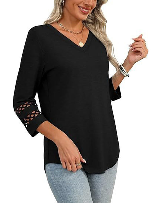 V-Hals T-shirt Med Hullet Krage Design