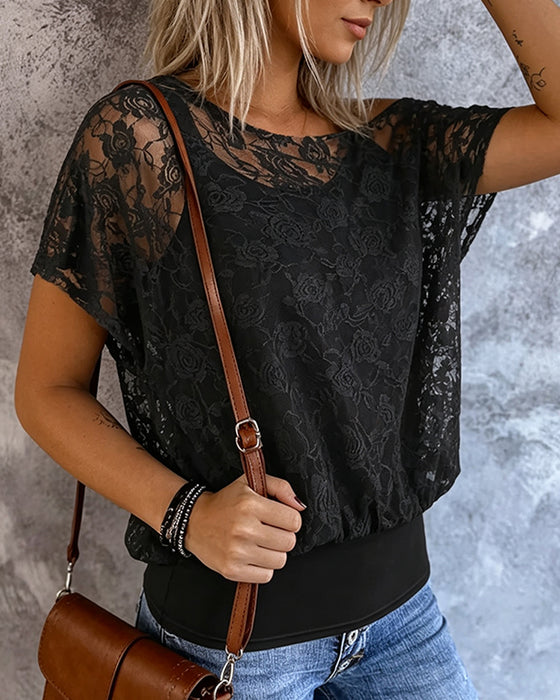 T-Shirt Off-Shoulder Kniplinger Patchwork Seler