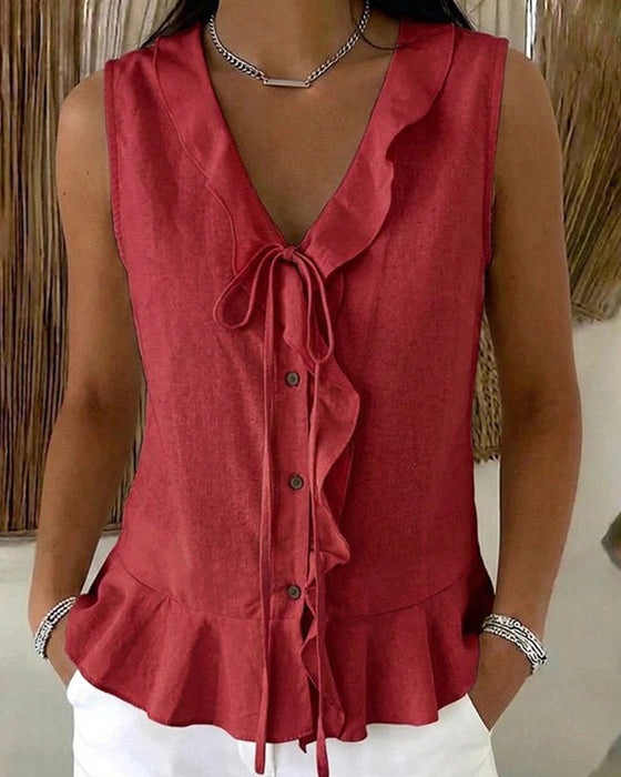 Tank Top Ruffle Slips Ærmeløs
