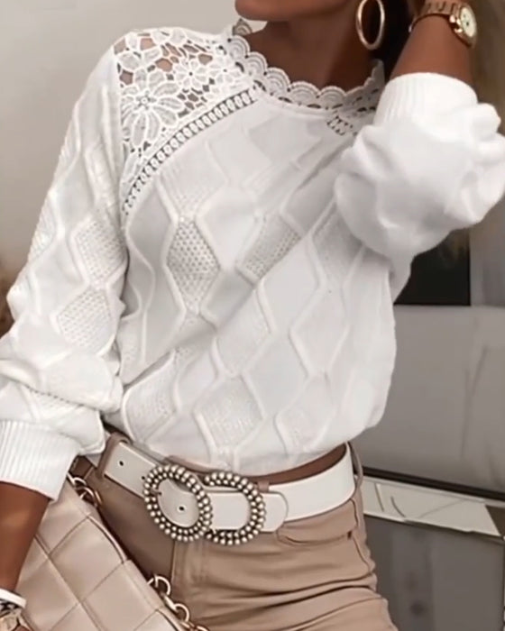 Sweater Blonder Kant Mode Patchwork