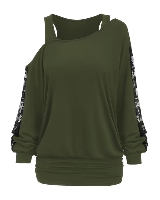 Bluse Asymmetrisk Hals Blonde Panel