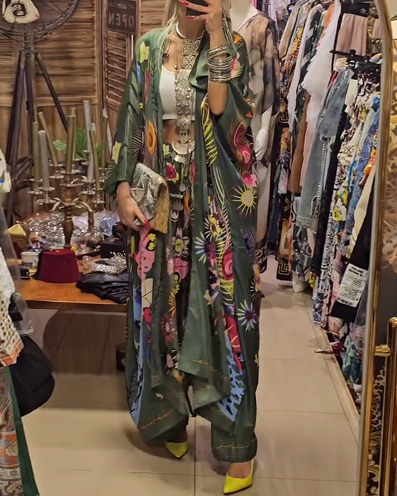 Todelt sæt i kimono-stil