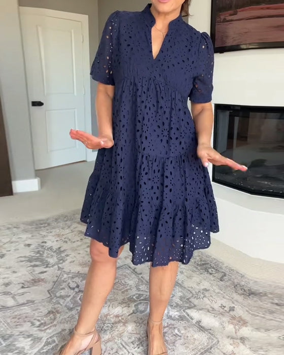 Kjole Stående Krave Udskåret A-Linje