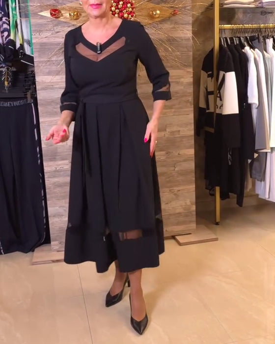 Kjole mode v-hals mesh syninger