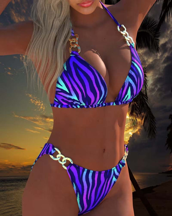 Badedragt med moderigtigt gradueret print og bikini