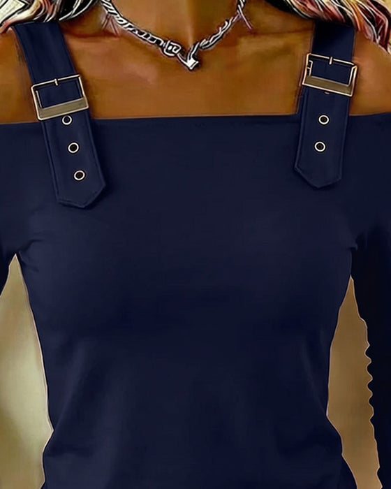 Top Lang Ærme Off-Shoulder Kamisol