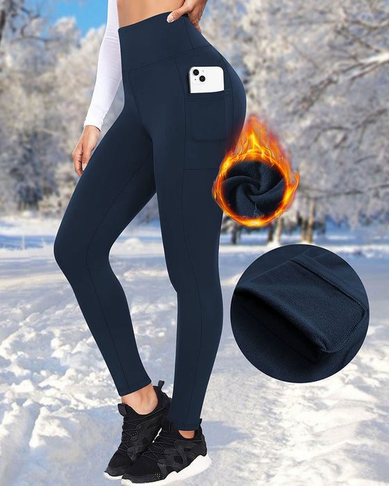 Dame Høj Talje Fleeceforet Leggings Med Lommer