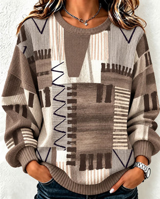 Sweatshirt Rund Hals Rutet Farveblok