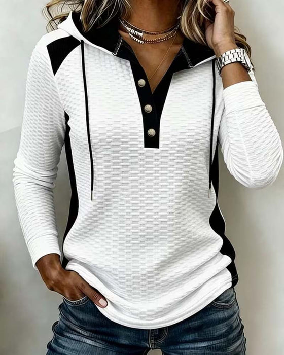 Hoodie Knappet Snor Farveblok