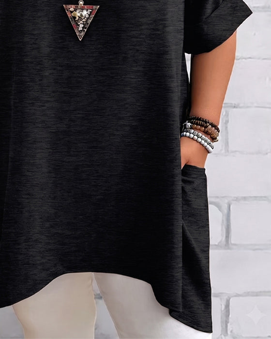 T-Shirt Løs Sidelomme