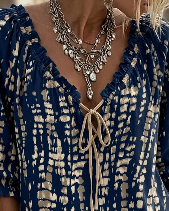 Bluse Bohemian Ruffle Bindebånd