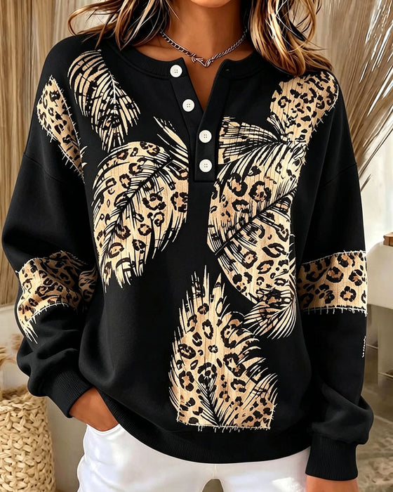 Sweatshirt Leopard Fjer Tryk