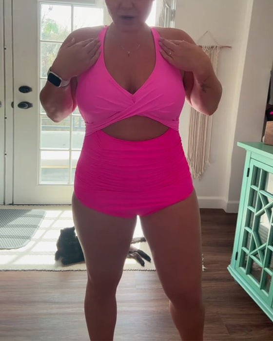 Badedragt moderigtig farveblokgrime i ét stykke