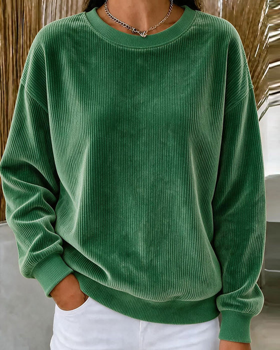 Sweatshirt Fløjl Rund Hals