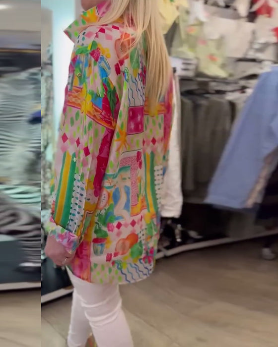 Skjorte Farverig Stilfuld Krave