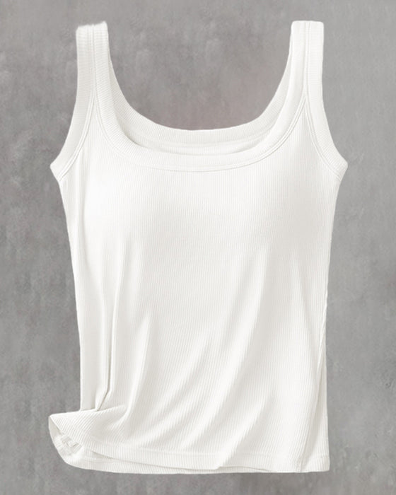 Ærmeløs Top I Ensfarvet Med Indbygget Bh