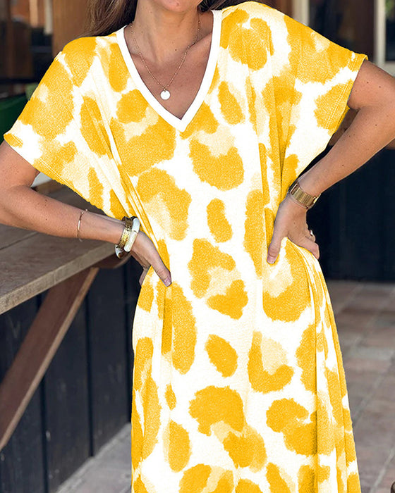 Kjole Løs Leopard Tryk