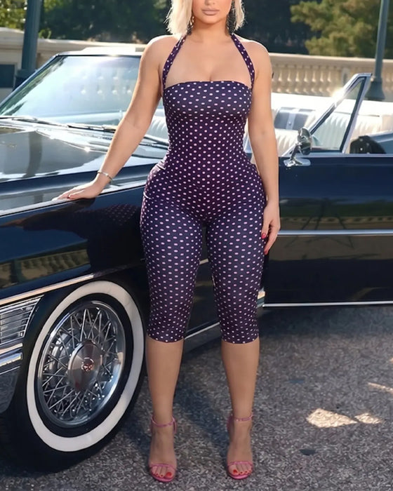 Jumpsuit Polka Dot Halter Capri