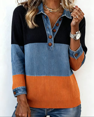 Moderne Top Med Revers Og Kontrastfarve
