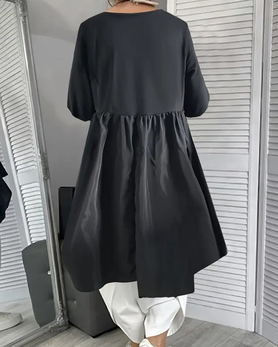 Kjole Strikket Patchwork Sidestrik