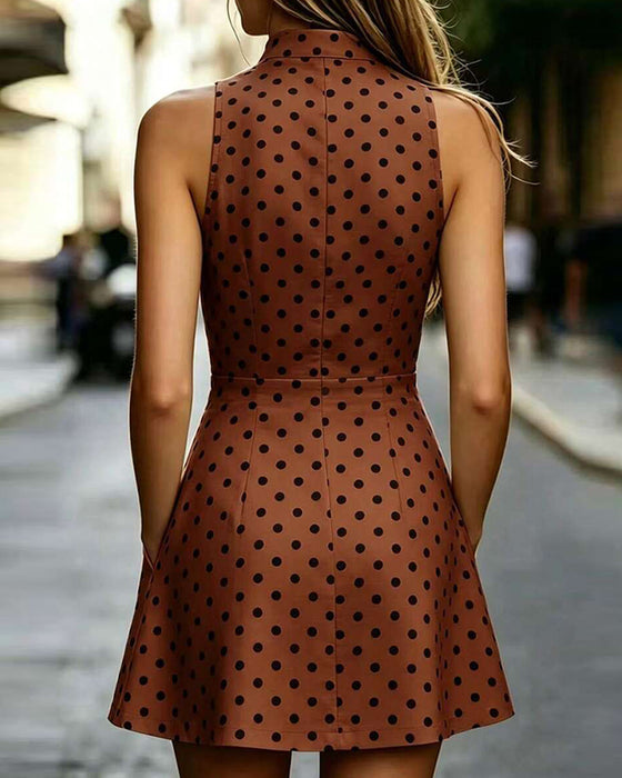 Kjole Ærmeløs Polka Dot Vintage