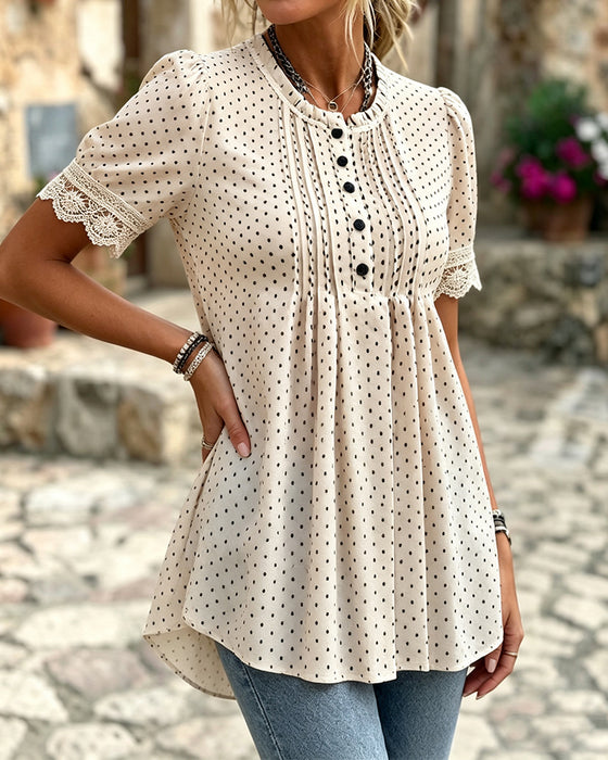 Bluse Bobble Ærme Polka Dot
