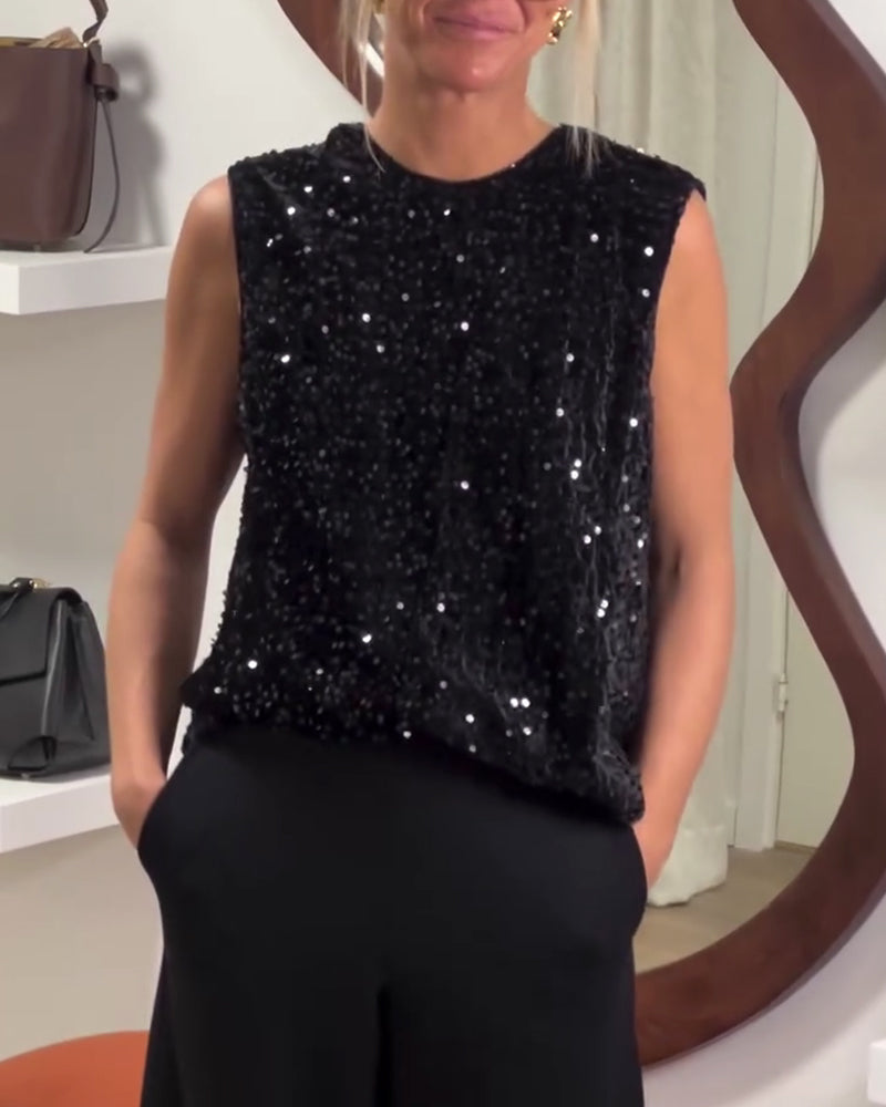 Tank Top Modne Sløjfe Glitre