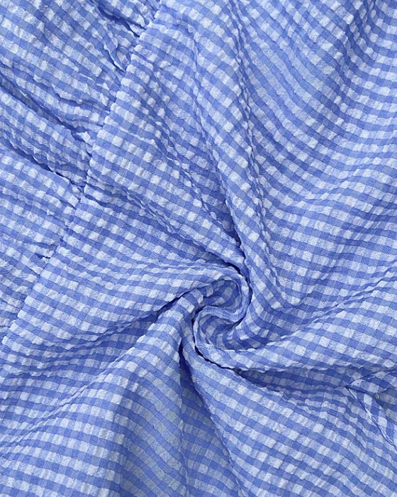 Kjole Blå Hvid Gingham V-Hals