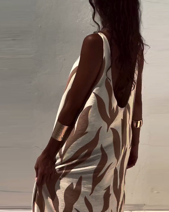 Kjole Ærmeløs Rygløs Printet