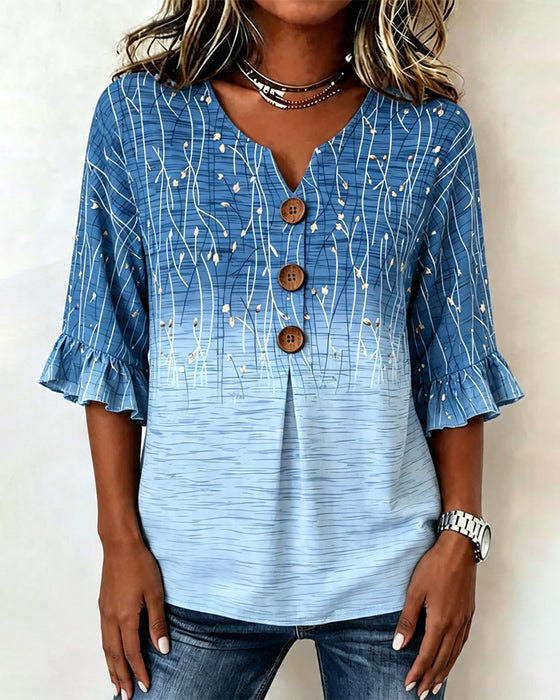 Bluse Trykt Rynket