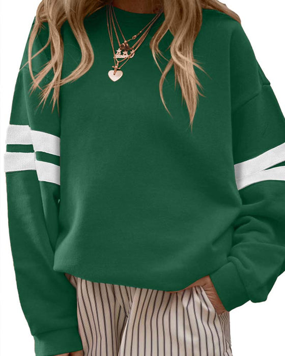 Farveblok Langærmet Rundhalset Sweatshirt