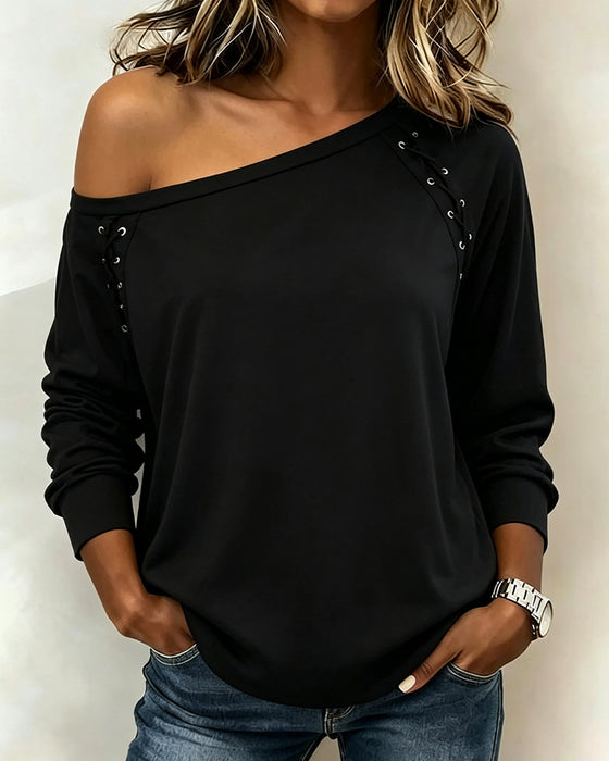 Bluse Stilfuld En-Skulder Bind