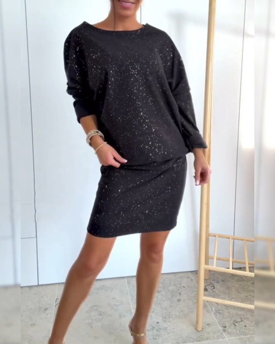 Kjole Rund Hals Fin Glitter Modne