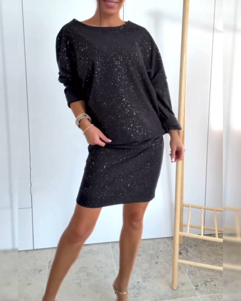 Kjole Rund Hals Fin Glitter Modne