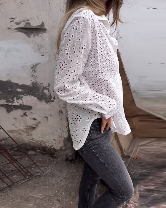 Skjorte Langærmet Flip Udskåret