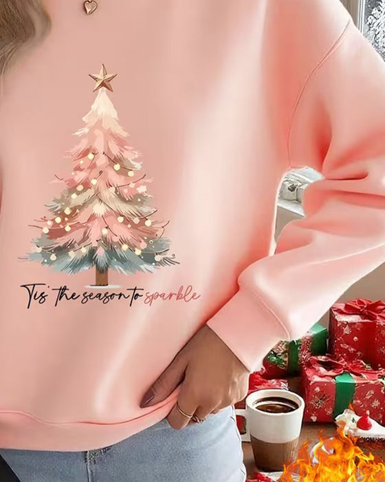 Sweatshirt Juletræ Tryk Rund Hals