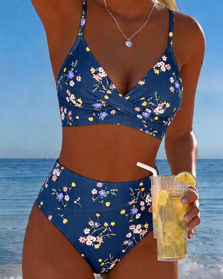 Bikini Sexet Krydsende Blomstermønster