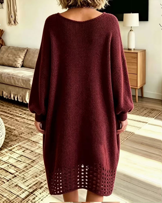 Kjole Rund Hals Gennembrudt Sweater
