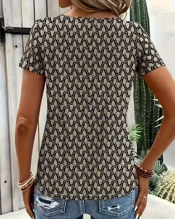 T-Shirt Ring Spænde Geometrisk Tryk