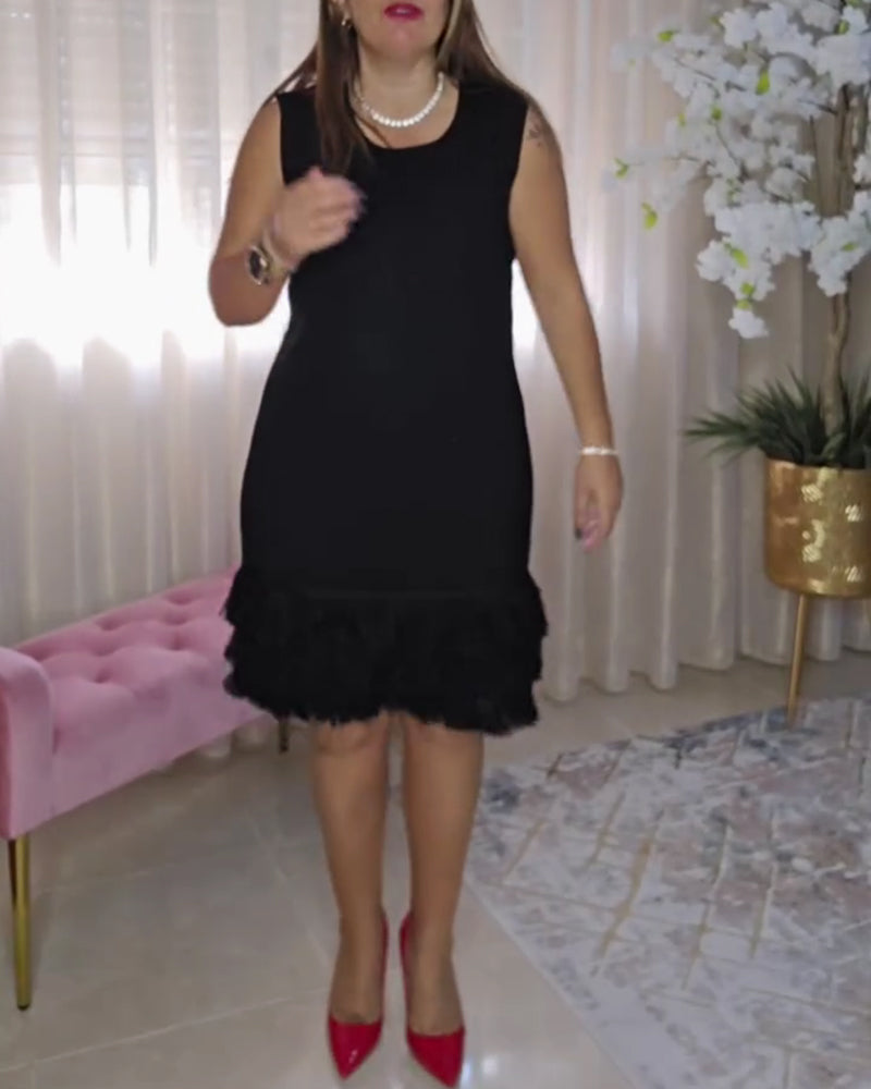 Kjole Ermløs Frynset Modne